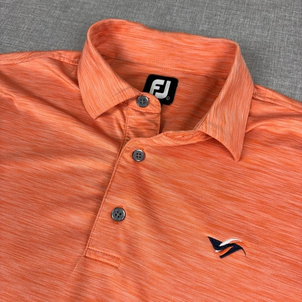 FootJoy Golf Polo Shirt Mens L Orange Stretch Jersey Short Sleeve Performance